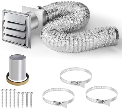 4"Dryer Vent Kit Through Wall w/Hose/Duct Connector/Plate, Stainless Steel - Image 2