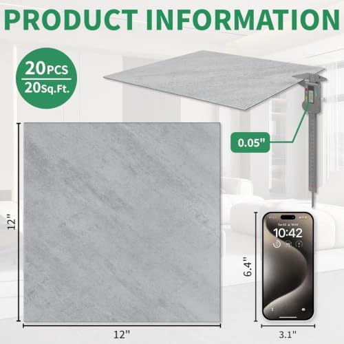 20 Pack Cover 20 Sq.Ft Peel and Stick Floor Tiles, 12” x 12” Self Adhesive - Image 3