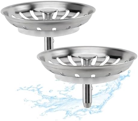 2pcs Kitchen Sink Drain Basket, 3 1/4 '' 304 Stainless Steel Drainage by QruiLanTu