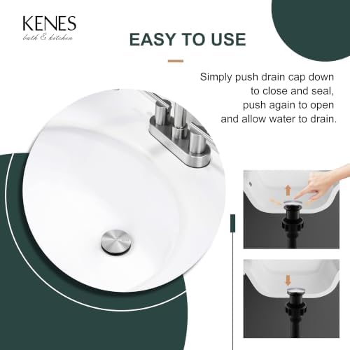KENES Brushed Nickel Pop Up Bathroom Sink Drain Assembly Without Overflo - Image 5