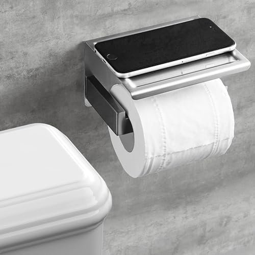 HITSLAM Toilet Roll Holder Brushed Nickel, Adhesive Wall Mount, No Rotate - Image 2