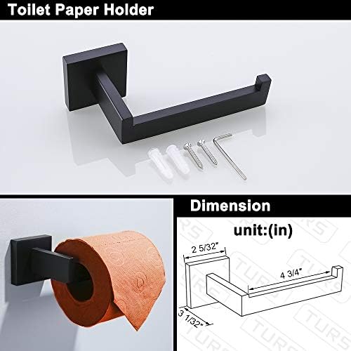TURS 4-Piece Bathroom Hardware Set Black Towel Bar Set Stainless Steel Towel - Image 4