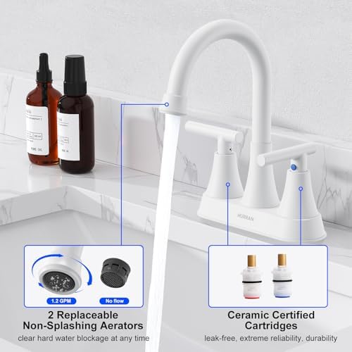 Bathroom Faucet, Hurran 4 inch Centerset 2-Handle Lead-Free - Image 4