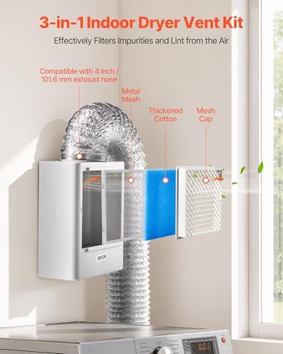 VEVOR 3-in-1 Indoor Dryer Vent Kit, Premium ABS Material Fits 4 inch Exhaust - Image 2