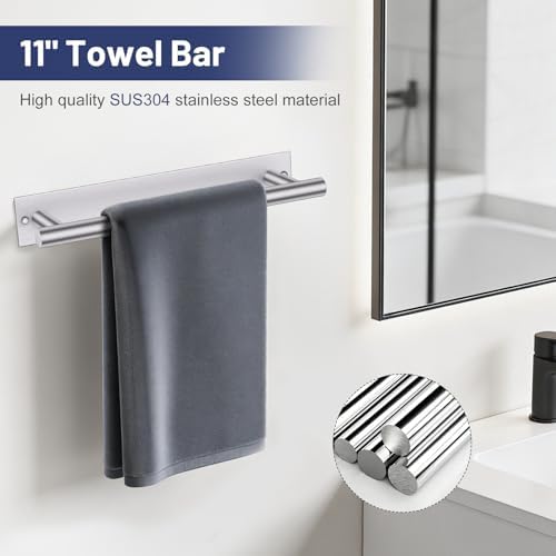 Lairuier Brushed Nickel Bathroom Hardware Set, Adhesive or Screw Wall Mount - Image 3