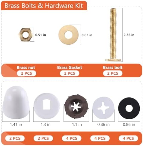 Toilet Flange Bolts with Caps, Solid Wax Ring Install Parts Kit, 2 Pack - Image 3