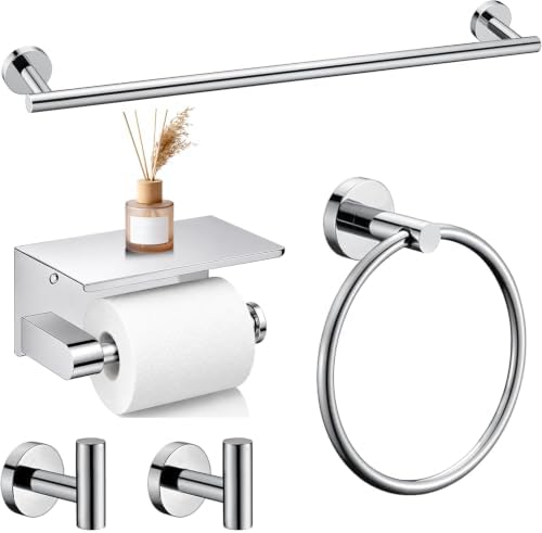 5 Pieces Polished Chrome Bathroom Hardware Accessories Set, SUS304 Stainless by Meetuniquestylesandneeds