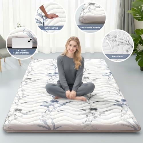 SCHNAUZER HOME Japanese Futon Floor Mattress Twin 3.5" Thick Ink Wash - Image 2