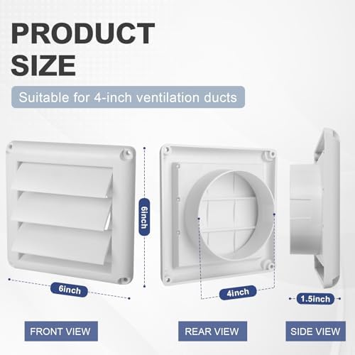 4 Inch Louvered Dryer Vent Cover - Image 2