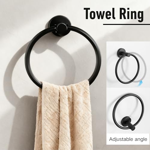 Bathroom Towel Holder Set, 16inch Wall Mounted Black Towel Bar Set - Image 3