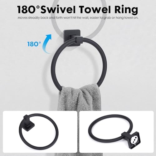 4-Piece Black Bathroom Hardware Set, Include Toilet Paper Holder, Hand Towel - Image 2