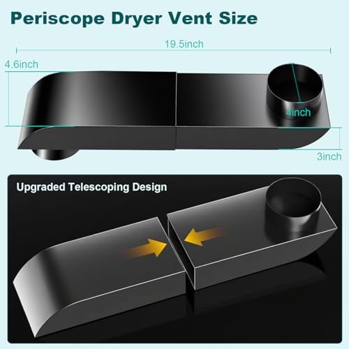Periscope Dryer Vent, 9.5-14.5" Adjustable Dryer Vent Upgraded 304 Stainless - Image 3