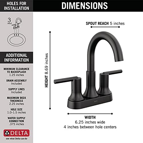 Delta Faucet Trinsic Matte Black Bathroom Faucet, Bathroom Sink Faucet - Image 2
