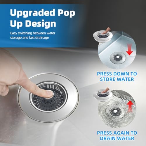 Hibbent 2 Pack Metal Kitchen Sink Drain Strainer and Stopper, Transparent - Image 5