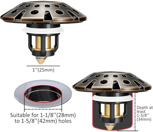 AzWzz Bathroom Sink Drain Strainer, 3 in 1 Pop Up Bathroom Sink Stopper - Image 2