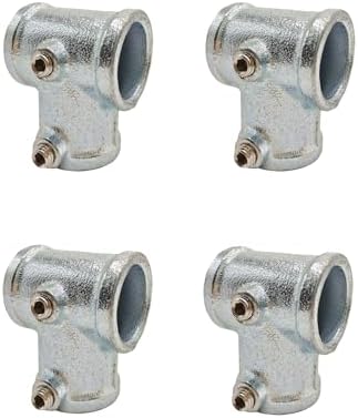 4Pcs Galvanized Pipe Fittings Single Socket Tee Steel Pipe Pipe Clamps Fits 1 by FLEXKEA