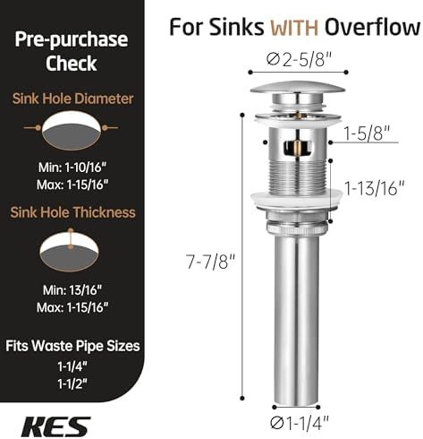 KES Bathroom Vessel Vanity Sink Pop Up Drain Stopper - Image 5
