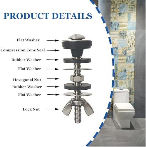 4Pcs Universal Toilet Tank to Bowl Bolt Kit - Image 3