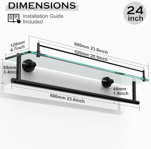 Towel Rack with Tempered Glass Shelf - Image 3