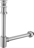 Brass Round Bottle P-Trap with Pop Up Drain Stopper with Overflow, 1 1/4 by SEABEFORE