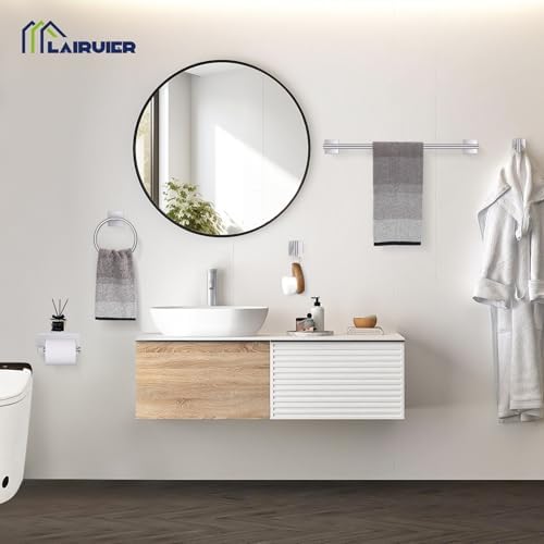 Lairuier Bathroom Hardware Set Brushed Nickel, Towel Holder Set Wall Mount - Image 6