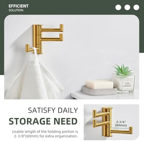 Angle Simple Swivel Towel Hook for Bathroom, Coat Hook Brushed Dark Gold - Image 6