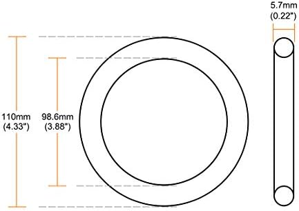 uxcell Nitrile Rubber O-Rings 110mm OD 98.6mm ID 5.7mm Width, Metric Nitrile - Image 3