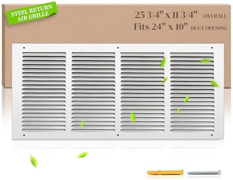 24x10 Steel Return Air Grille, Fits 24"W x 10"H Duct Opening by SmartSolutionsforHome