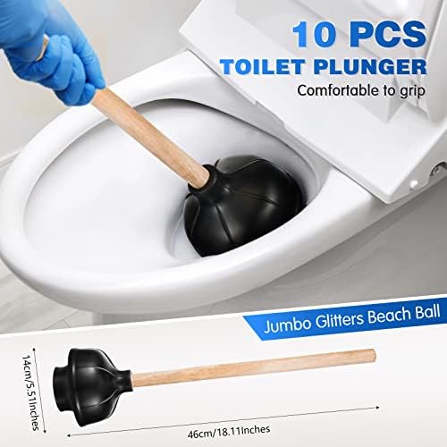 Tanlade 10 Pcs Heavy Duty Wood Handle Toilet Plungers Bulk - Image 2