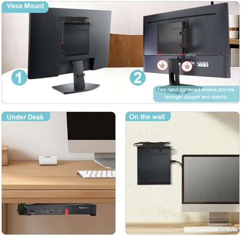 Mini PC Mount Compatible with Lenovo ThinkCentre Tiny, Wall VESA and Under Desk - Image 6