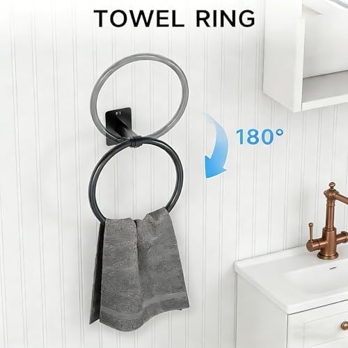 Matte Black Bathroom Accessories Set, 5 Pieces Bathroom Hardware Set, 24 inch - Image 4