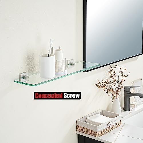 JQK Bathroom Glass Shelf, Floating Tempered Glass Shower Storage 24 by 5 inches - Image 5