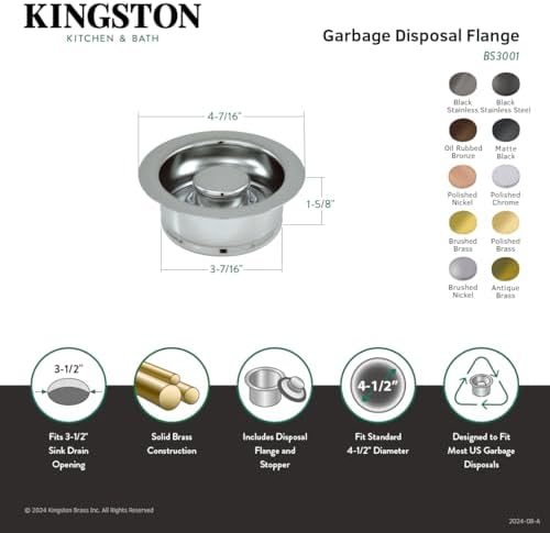 Kingston Brass BS3001 Made to Match Garbage Disposal Flange, 4-1/2-Inch - Image 3