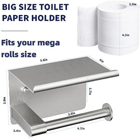 GLNLQ Brushed Nickel Toilet Paper Holder Wall Mount, Fits Mega Rolls Size - Image 2