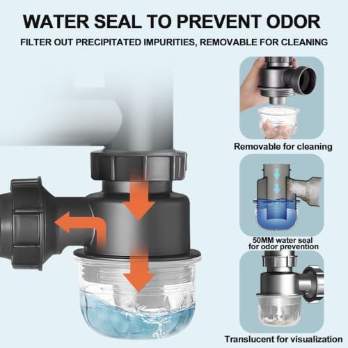 Kitchen Sink P-Trap Kit, 1-1/2 Inch Adjustable Drain Pipe - Image 4