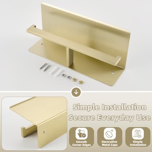 APLusee Brushed Gold Double Toilet Paper Holder - Image 7