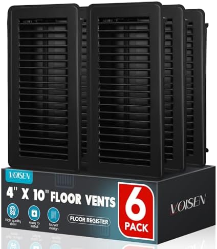VOISEN Floor Register 4x10, 6 Pack Black Floor Vent Covers by VOISEN