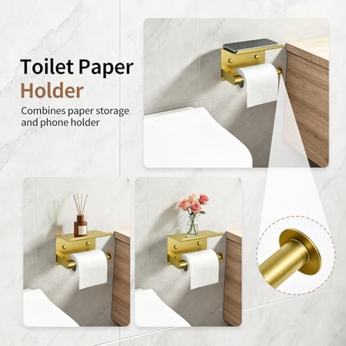 5-Piece Gold Bathroom Accessories Set Complete Wall Mounted - Image 5