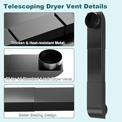 Periscope Dryer Vent, 29-45" Telescoping Dryer Vent Stainless Steel Adjustable - Image 4