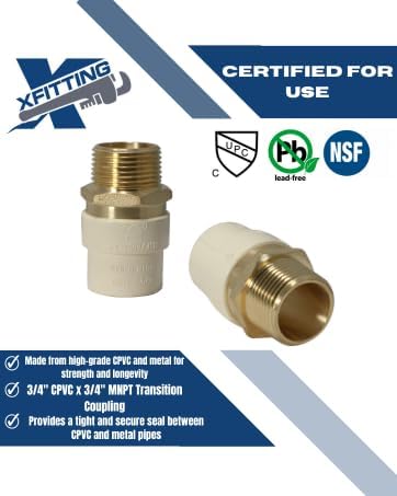 5 Pack XFITTING 3/4" CPVC Brass Adapter, Female CPVC to Brass NPT - Image 6