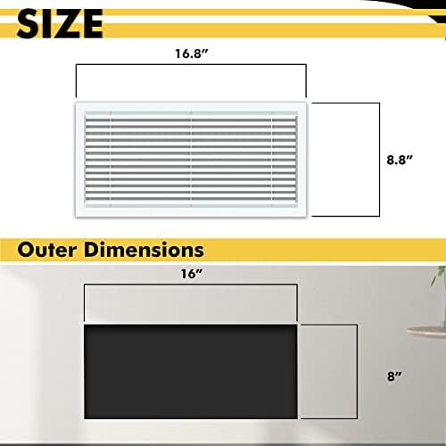 Linear Bar Air Grille 16" X 8", Aluminum Air Supply/Return Grilles, Easy Air - Image 2