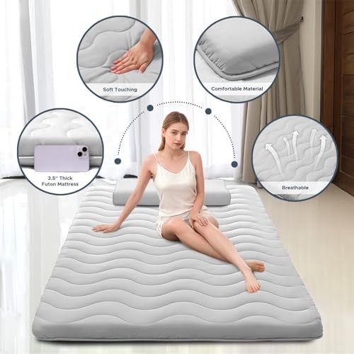 Japanese Futon Floor Mattress, 100% High Density Comfortable Foam, 3.5" Thicken - Image 2