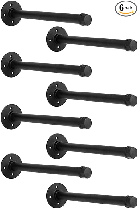 Industrial Pipe Shelf Brackets 8-Pack 14 Inch by YCCO