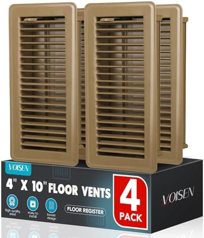 VOISEN Floor Register 4x10, 4 Pack Brown Floor Vent Covers by VOISEN