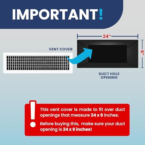 24" x 6" Duct Hole Adjustable Vent Cover - Image 4