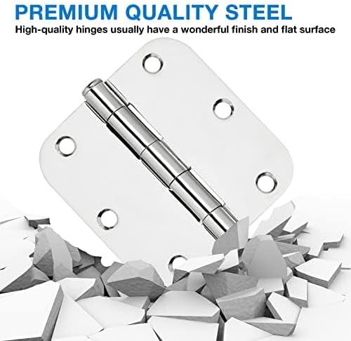 TDCHINGES Rounded Door Hinges 3.5" X 3 1/2 Inch Polished Chrome 5/8" Radius | 6 - Image 6