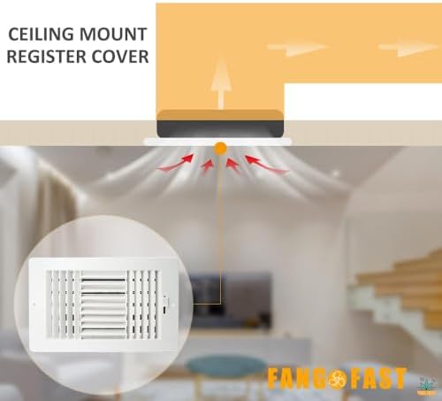2 Pack 10x8 Inch FanGoFast Ceiling Register Wall Vent 3-Way Plastic Sidewall - Image 4