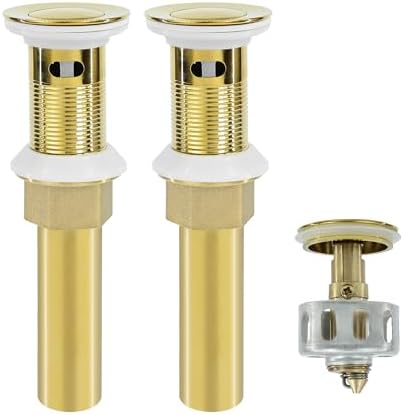 Bathroom Sink Drain, 2 Pack Gold Stainless Steel Bathroom Drain Stopper by Rackickyer