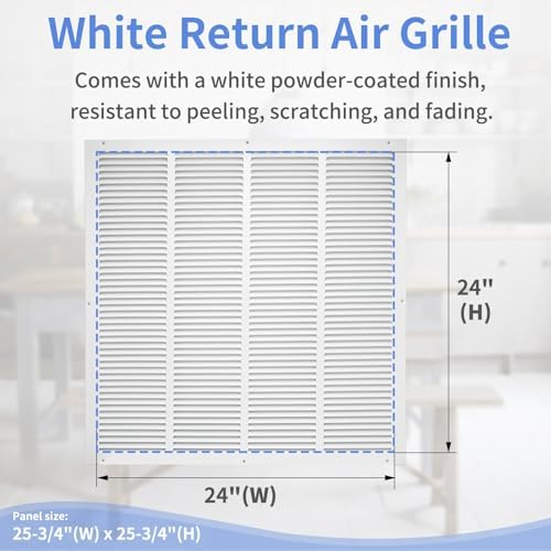 Howeall 24"W x 24"H Steel Return Air Grille, Air Return Vent Cover - Image 3