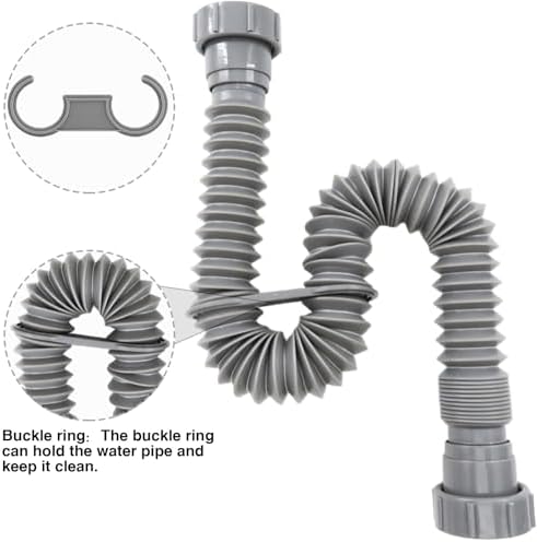 Sink Drain Pipe 1-1/2", Flexible Sink Drain Pipe, Adjustable P Trap - Image 3